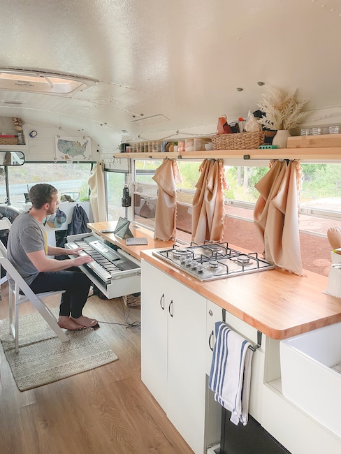 Setting Up a Study Space in a Bus